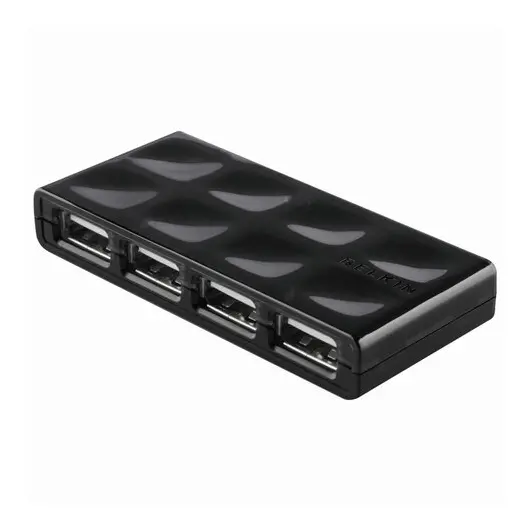 Хаб BELKIN Quilted, USB 2.0, 4 порта, порт для питания, черный, F5U404cwBLK, фото 1