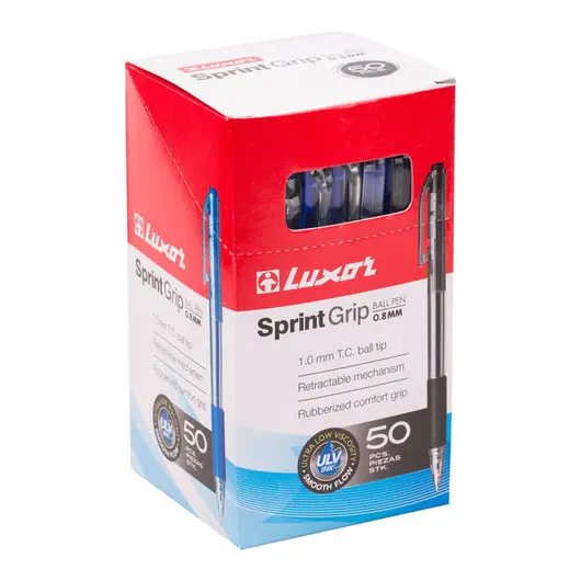 Ручка шариковая автоматическая Luxor &quot;Sprint&quot; синяя, 1,0мм, грип, фото 4