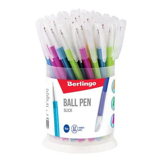 Ручка шариковая Berlingo &quot;Slick&quot; синяя, 0,7мм, игольчатый стержень, корпус ассорти, фото 2