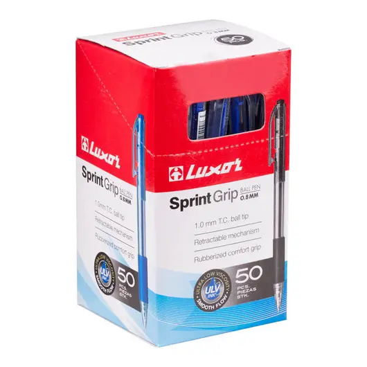 Ручка шариковая автоматическая Luxor &quot;Sprint&quot; синяя, 1,0мм, грип, фото 3