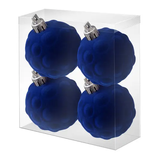 Набор шаров из полистирола &quot;Шары уют синий бархат&quot; 4шт, 6см, фото 1