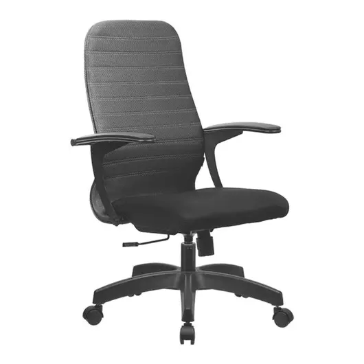 Кресло оператора Метта СP-10 PL, ткань черная №20, низкая спинка-сетка, топ-ган, фото 1