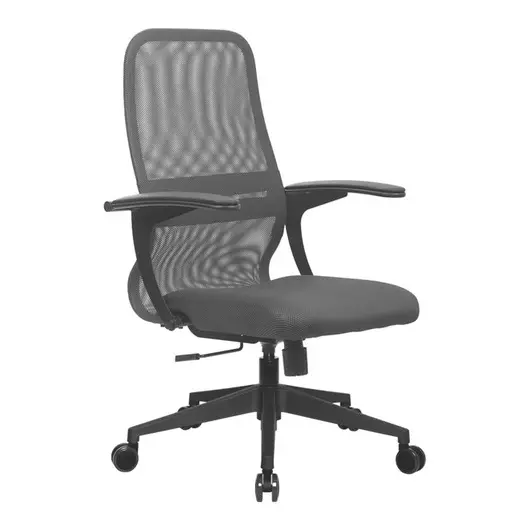 Кресло оператора Метта СP-8 PL2, ткань-сетка чёрная №20, низкая спинка-сетка, топ-ган, фото 1