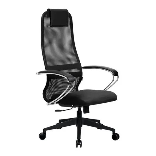 Кресло руководителя Метта BK-8 PL2, ткань-сетка черная №20, спинка-сетка, топ-ган, фото 1