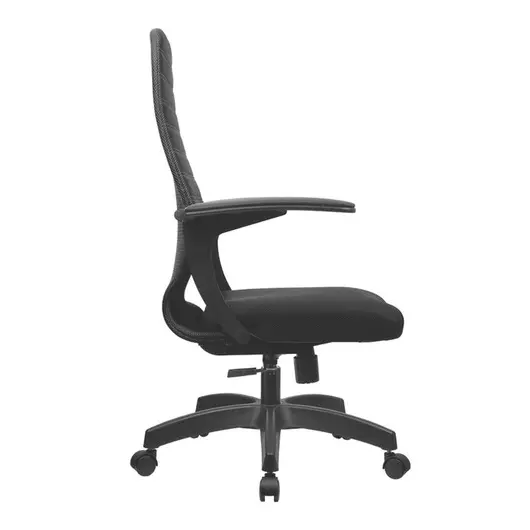 Кресло оператора Метта СP-10 PL, ткань черная №20, низкая спинка-сетка, топ-ган, фото 3