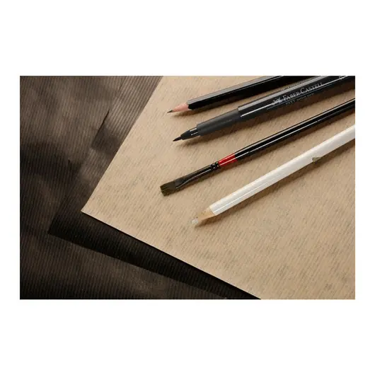 Блокнот для эскизов и зарисовок 60л. А4 на склейке Clairefontaine &quot;Kraft&quot;, 90г/м2,верже,черный/крафт, фото 2