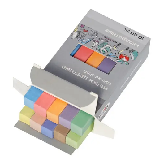 Мелки цветные Гамма, 10шт., мягкие, квадратные, картонная коробка, европодвес, фото 3