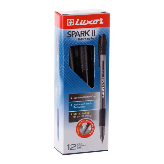 Ручка шариковая Luxor &quot;Spark II&quot; черная, 0,7мм, грип, фото 3