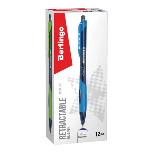 Ручка шариковая автоматическая Berlingo &quot;Riteline&quot;, синяя, 0,7мм, грип, корпус ассорти, фото 2
