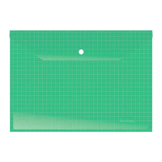 Папка-конверт на кнопке Berlingo, А4, 140мкм, прозрачная, клетчатая запечатка, ассорти, фото 3