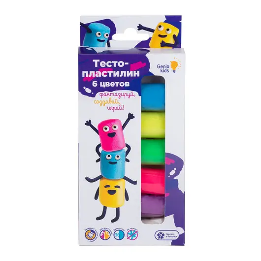 Набор для лепки Genio Kids &quot;Тесто-пластилин&quot;, 6 цветов, картон, европодвес, фото 1