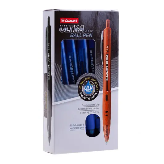 Ручка шариковая автоматическая Luxor &quot;Ultra&quot; синяя, 0,7мм, грип, фото 4