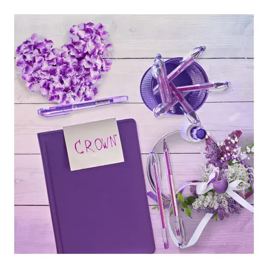 Ручка гелевая Crown &quot;Hi-Jell Color&quot; фиолетовая, 0,7мм, фото 5
