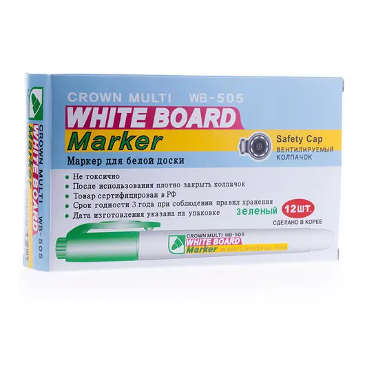 Маркер для белых досок Crown &quot;Multi Board Slim&quot; зеленый, пулевидный, 2мм, фото 3