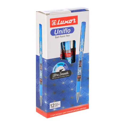 Ручка шариковая Luxor &quot;Uniflo&quot; синяя, 0,7мм, грип, фото 3