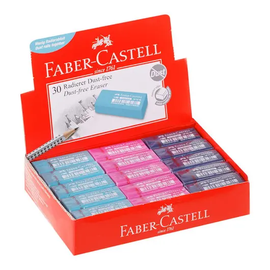 Ластик Faber-Castell &quot;Dust Free&quot;, прямоугольный, картонный футляр, 11*18*41мм, бирюзов./розов./синий, фото 4