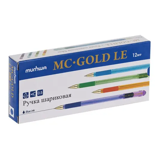 Ручка шариковая MunHwa &quot;MC Gold LE&quot; синяя, 0,5мм, грип, штрих-код, корпус ассорти, фото 7