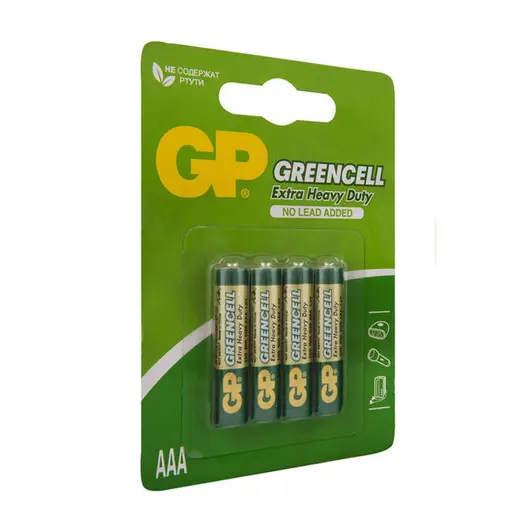Батарейка GP Greencell AAA (R03) 24S солевая, BL4, фото 2