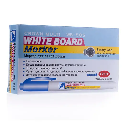 Маркер для белых досок Crown &quot;Multi Board Slim&quot; синий, пулевидный, 2мм, фото 4
