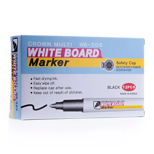 Маркер для белых досок Crown &quot;Multi Board Slim&quot; черный, пулевидный, 2мм, фото 5