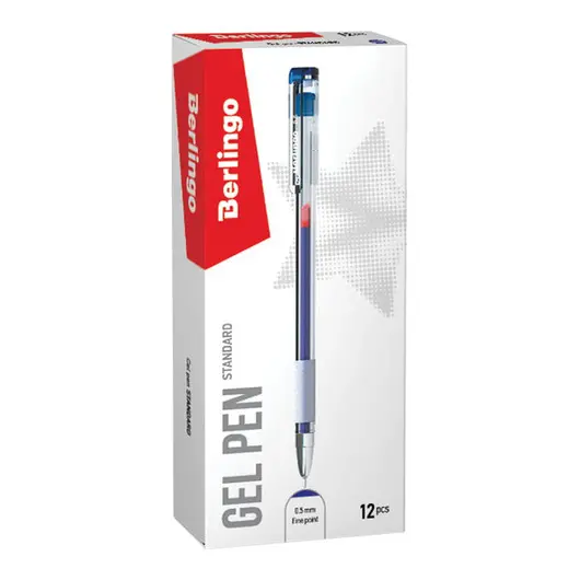 Ручка гелевая Berlingo &quot;Standard&quot; синяя, 0,5мм, грип, игольчатый стержень, фото 3