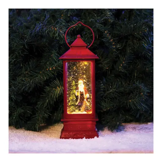 Декоративный фонарь на батарейках с эффектом снегопада и подсветкой &quot;Дед Мороз&quot;, 27см, фото 1