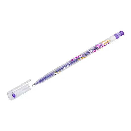 Ручка гелевая Crown &quot;Glitter Metal Jell&quot; фиолетовая с блестками, 1,0мм, фото 1