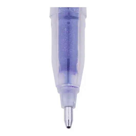 Ручка гелевая Crown &quot;Glitter Metal Jell&quot; фиолетовая с блестками, 1,0мм, фото 2