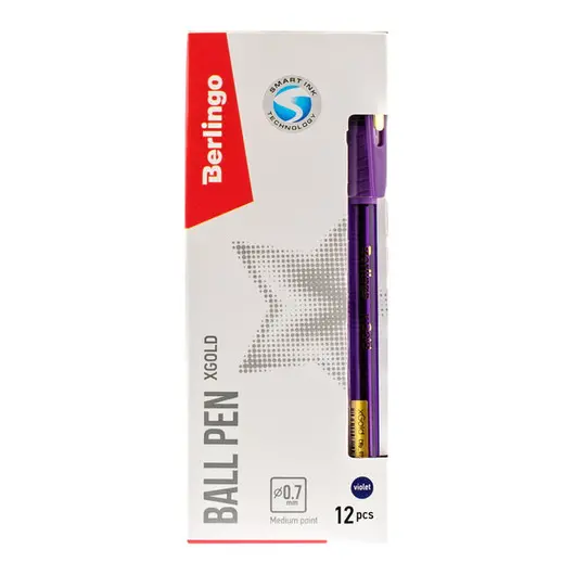 Ручка шариковая Berlingo &quot;xGold&quot; фиолетовая, 0,7мм, игольчатый стержень, грип, фото 2