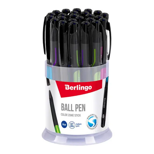Ручка шариковая Berlingo &quot;Color Zone stick&quot; 0,7мм, синяя, прорезиненный корпус ассорти, фото 3