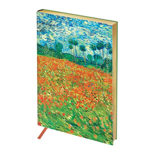 Записная книжка А6 80л. ЛАЙТ, кожзам, Greenwich Line &quot;Vision. Van Gogh. Poppy field&quot;, тон. блок, зол, фото 1