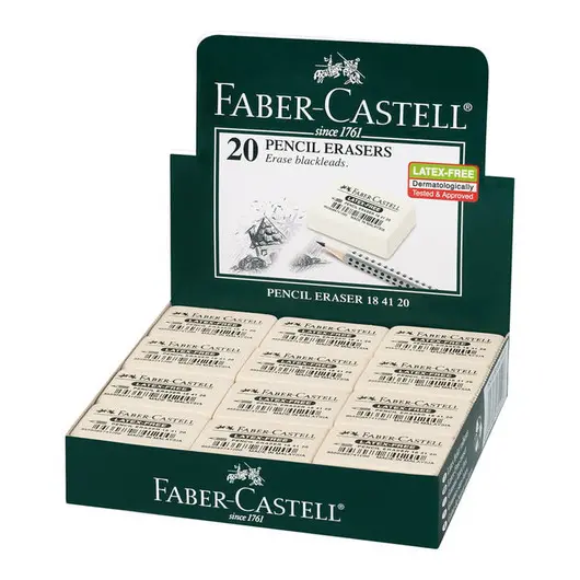 Ластик Faber-Castell &quot;Latex-Free&quot;, прямоугольный, синтетический каучук, 40*27*10мм, фото 2