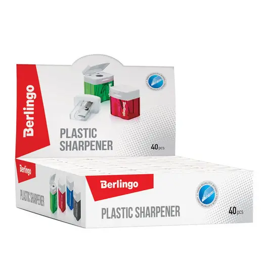 Точилка пластиковая Berlingo, 1 отверстие, контейнер, ассорти, фото 3