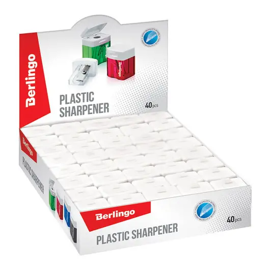 Точилка пластиковая Berlingo, 1 отверстие, контейнер, ассорти, фото 4