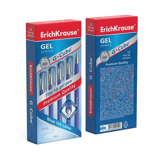Ручка гелевая Erich Krause &quot;G-Cube&quot; синяя, 0,5мм, игольчатый стержень, фото 4