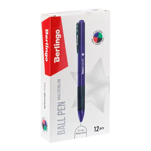 Ручка шариковая автоматическая Berlingo &quot;Multicolor&quot; 4цв., 0,7мм, ассорти, фото 2