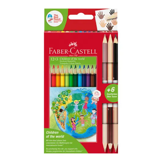 Карандаши цветные Faber-Castell &quot;Дети мира&quot;, 18 цветов, трехгран, заточ., карт. упак., фото 1