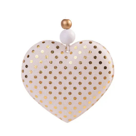 Елочное украшение из ткани &quot;Сердце с золотыми кружочками&quot;, 8,5*8*1,5см, фото 1