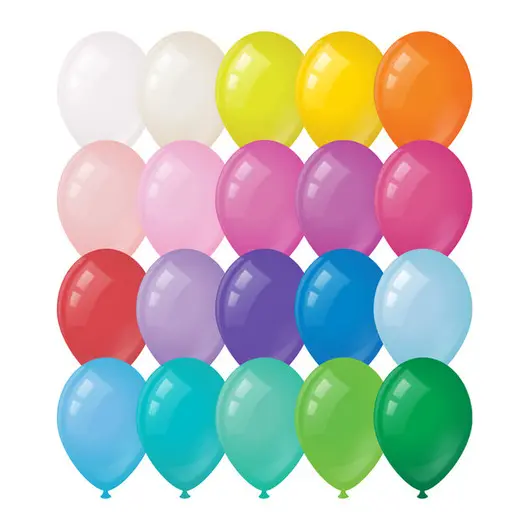 Воздушные шары, 100шт., М12/30см, MESHU, пастель, 20 цветов ассорти, фото 1