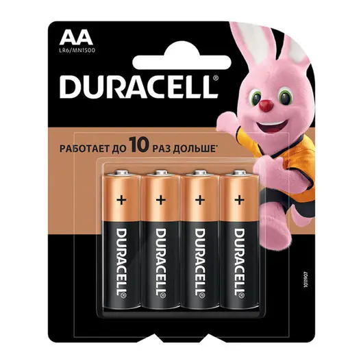 Батарейка Duracell Basic AA (LR06) алкалиновая, 4BL (увеличенная фасовка), фото 2