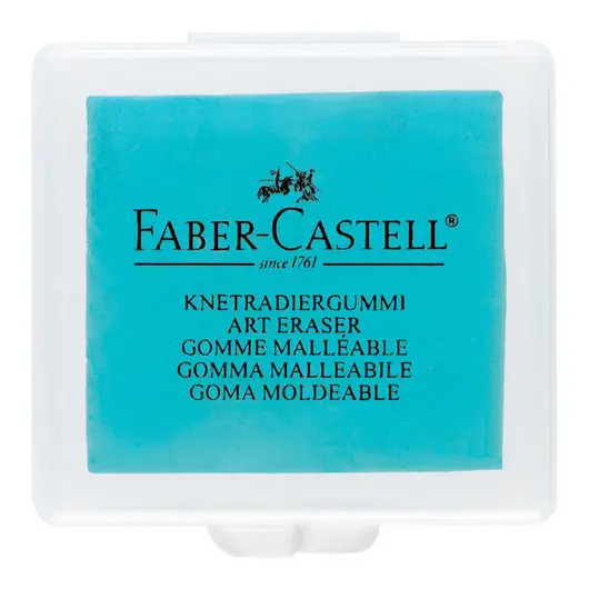 Ластик-клячка Faber-Castell, формопласт, 40*35*10мм, бирюзов./розов./синий, пластик. контейнер, фото 4