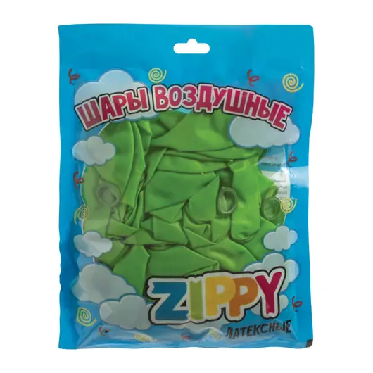 Шары воздушные ZIPPY (ЗИППИ) 10&quot; (25 см), комплект 50 шт., неоновые зеленые, в пакете, 104184, фото 2
