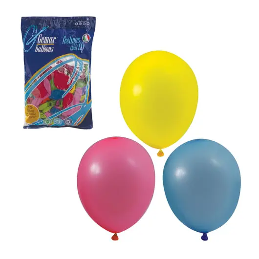 Шары воздушные 10&quot; (25 см), комплект 100 шт., 12 пастельных цветов, в пакете, 1101-0003, фото 1
