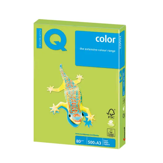 Бумага IQ color БОЛЬШОЙ ФОРМАТ (297х420 мм), А3, 80 г/м2, 500 л., интенсив, зеленая липа, LG46, фото 1