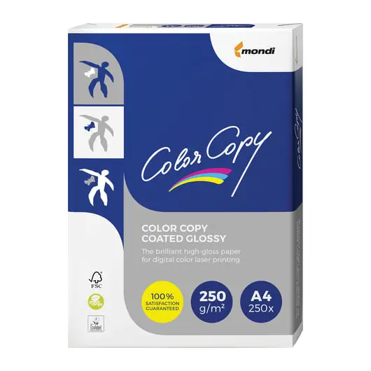 Бумага COLOR COPY GLOSSY, мелованная, глянцевая, А4, 250 г/м2, 250 л., для полноцветной лазерной печати, А++, Австрия, 139% (CIE), фото 1
