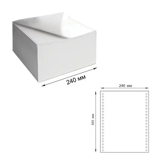 Бумага самокопирующая с перфорацией белая, 240х305 мм (12&quot;), 3-х слойная, 600 комплектов, белизна 90%, DRESCHER, 110757, фото 1