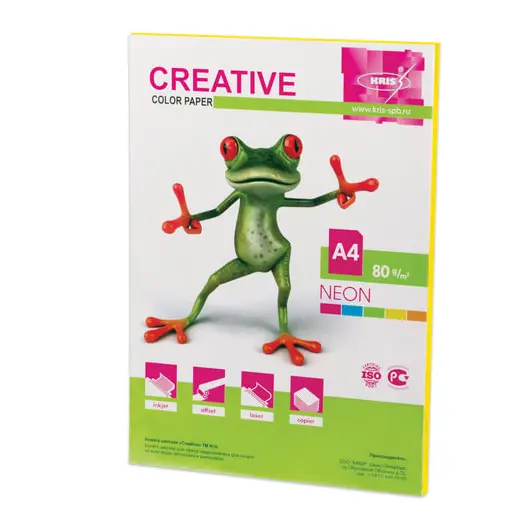 Бумага CREATIVE color (Креатив) А4, 80 г/м2, 50 л., неон, желтая, БНpr-50ж, фото 1