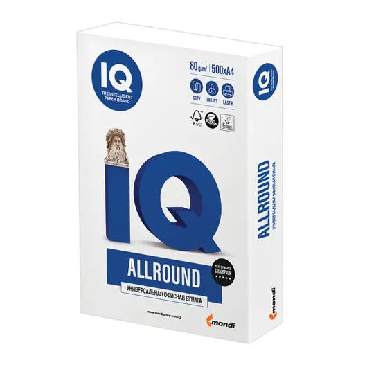 Бумага IQ Allround A4, 80 г/м2, 500 л, 162%, фото 1