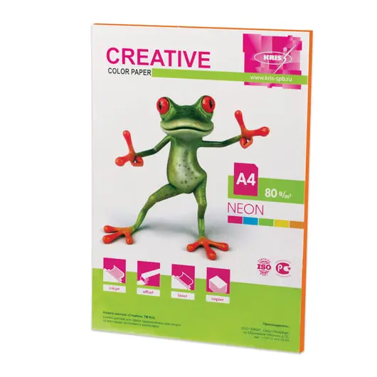Бумага CREATIVE color (Креатив) А4, 80 г/м2, 50 л., неон, оранжевая, БНpr-50ор, фото 1