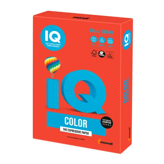 Бумага IQ color, А4, 160 г/м2, 250 л., интенсив кораллово-красная, CO44, фото 1